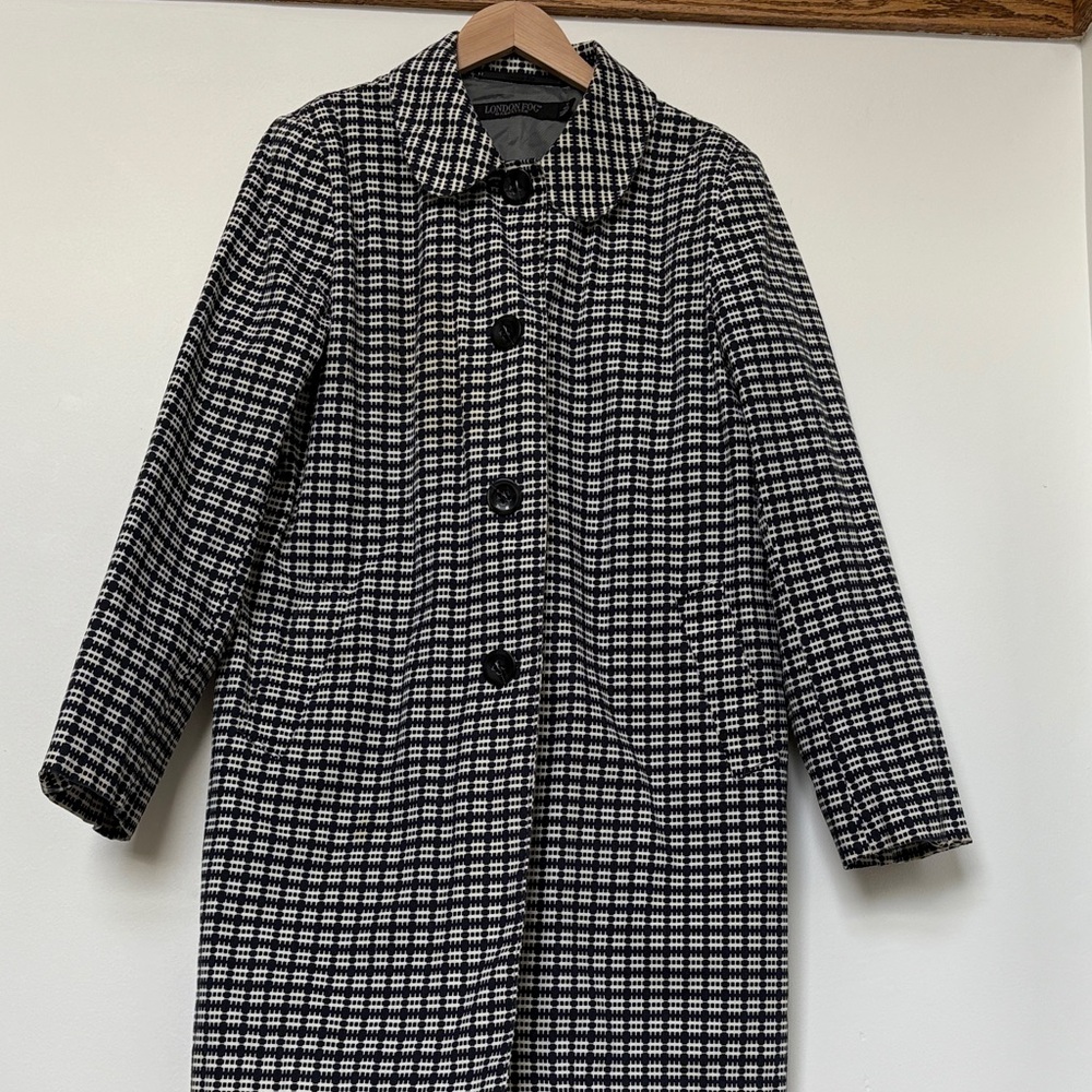 London Fog Navy and White Trench Coat